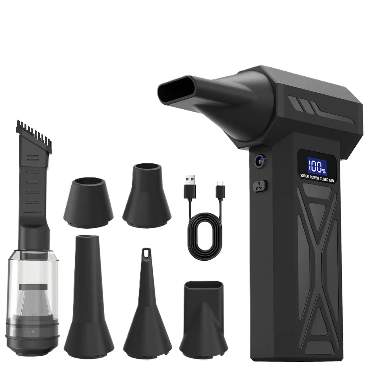 Cordless Turbo Air Duster – 4-Speed LED Cleaning Blower